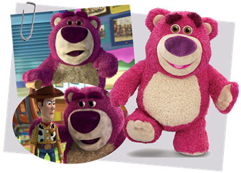La réplique en peluche de l'ours Lotso dans Toys Story 3